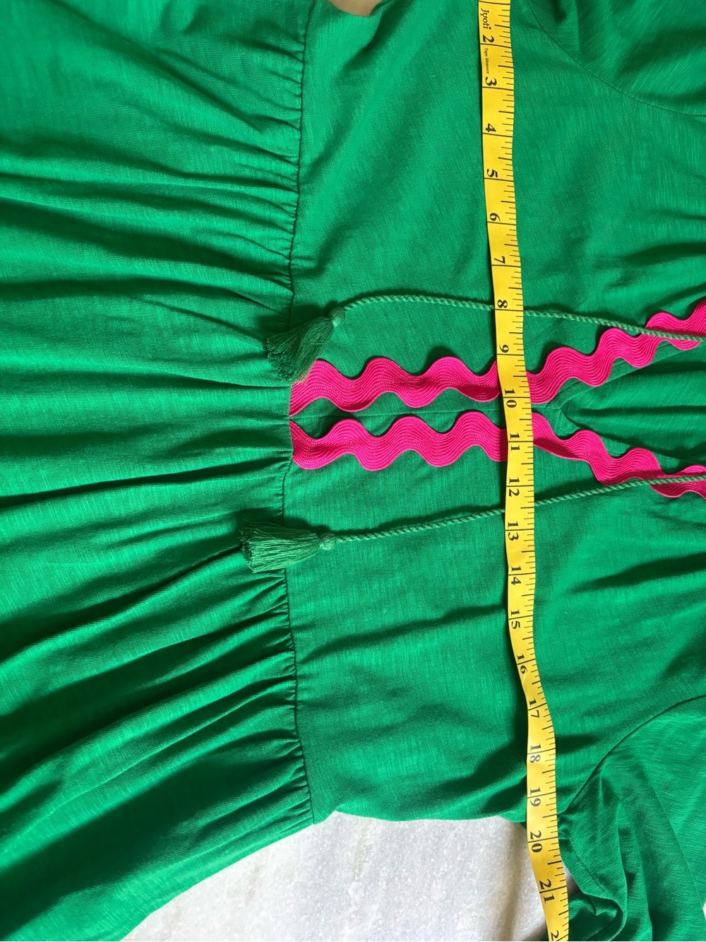 Boden Emerald Green Tunic Dress with Pink Trim - Picture 7 of 7